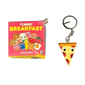 Kidrobot Yummy Breakfast Keychain Charm 2008 Happy Pizza Slice Vinyl Art Kawaii
